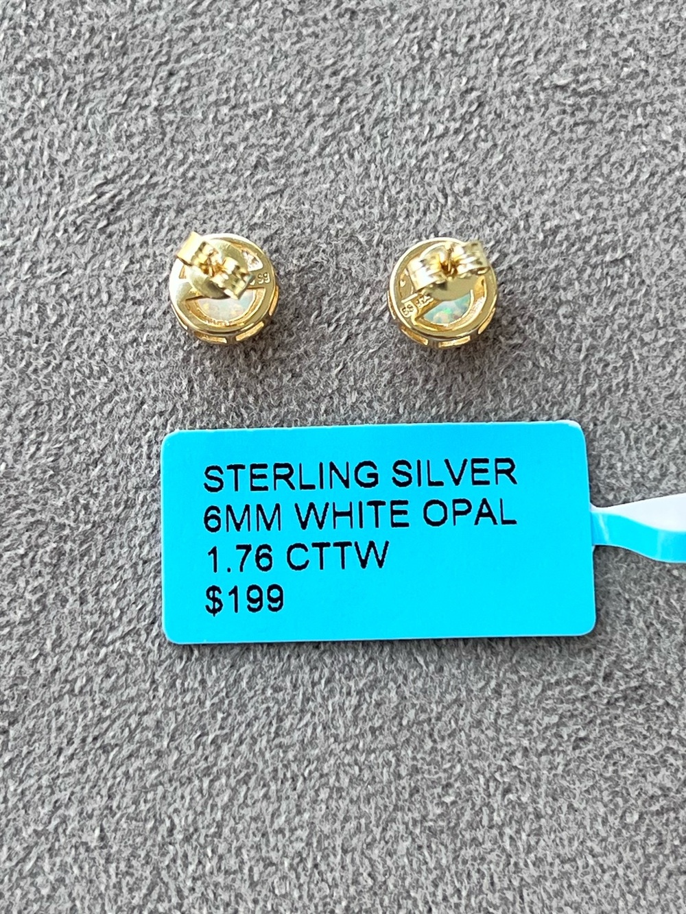 Gold Over Sterling Silver 6MM Lab Opal Halo Stud Earrings - Picture 5 of 5